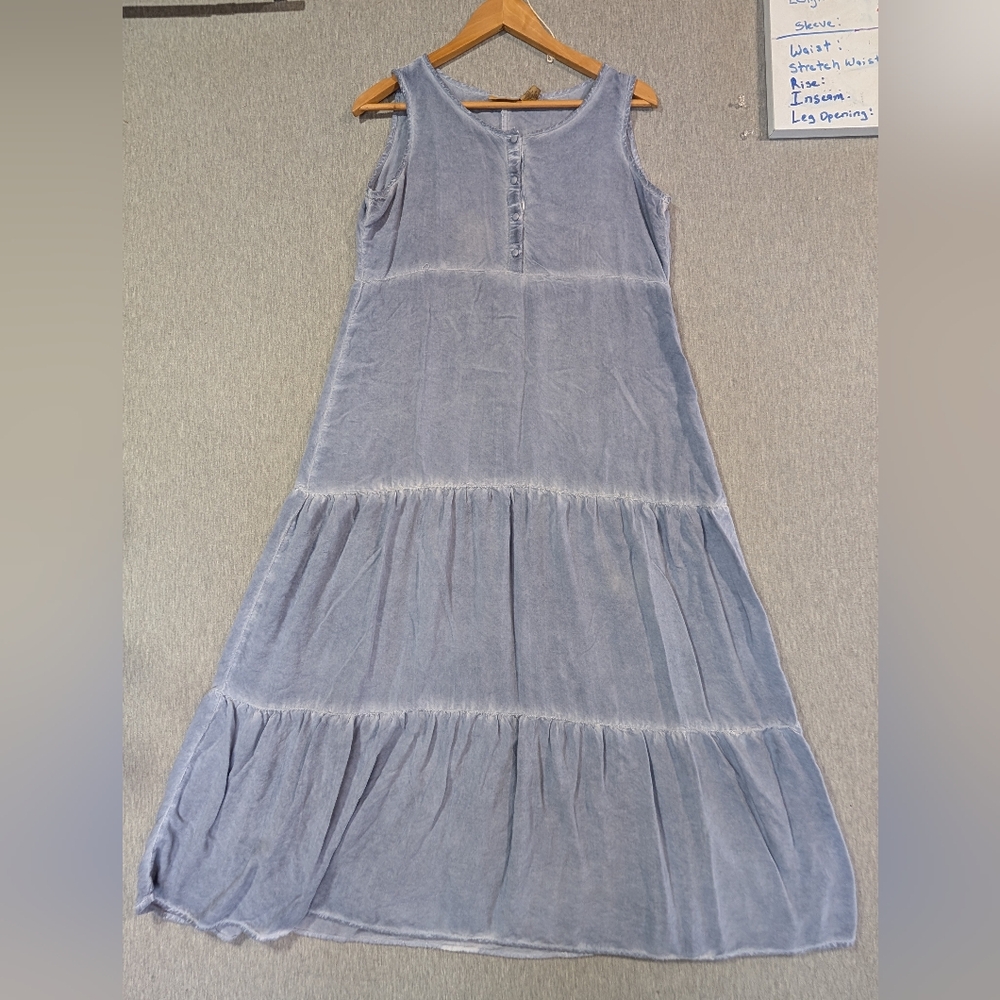 Wrangler Sleeveless Long Summer Dress Size Medium Light Blue Rayon
